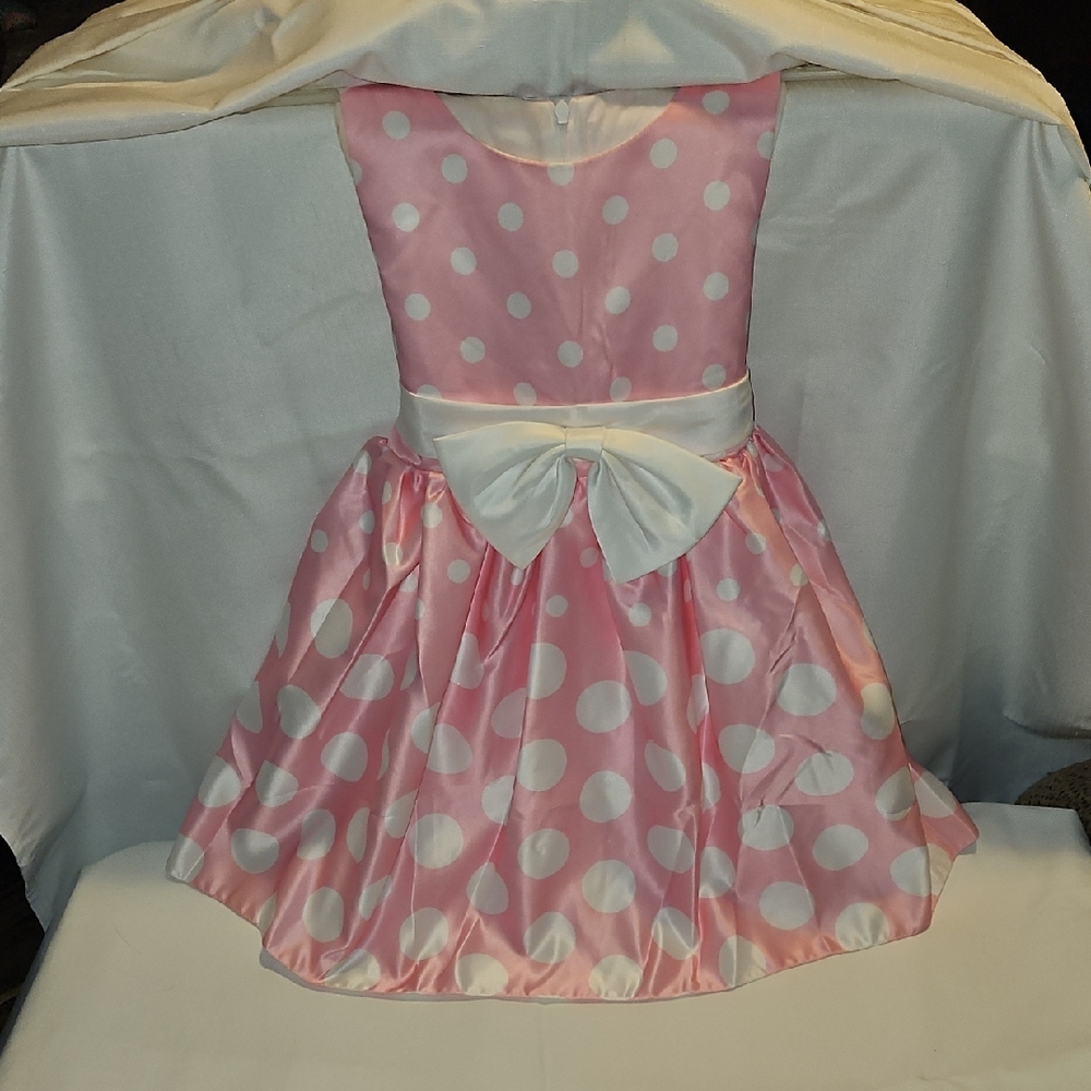 Pink Polka Dot Easter Dress with White Bow
